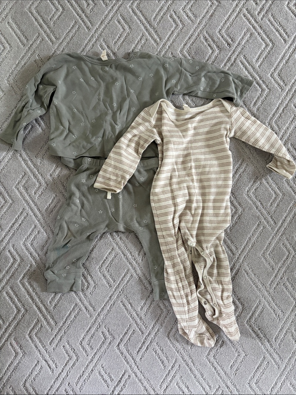 Neutral Stripe PJs and Sage Set of Q by Quincy Mae outfits